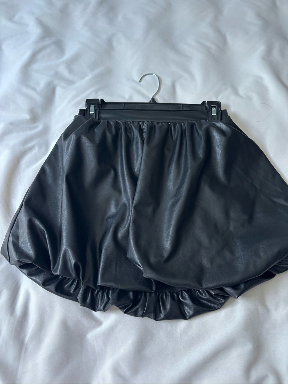 BCX Black Faux Leather Bubble Skirt